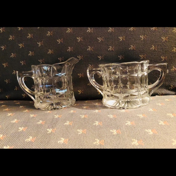 Dining Vintage Clear Glass Sugar And Creamer Poshmark